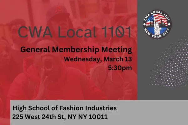 General membership meeting March 13
