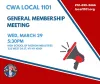 General Membership meeting March 29 5:30pm